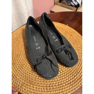 Stonefly BluSoft Black Leather Ballet Flats Bow Low Wedge EU 36